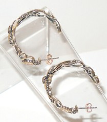 Vtg WM Co. Wheeler Western Two Tone Sterling Silver 12K Gold Hoop Earrings