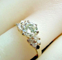 Original EARTH MINED DIAMOND Deco Engagement Ring 14K GOLD Vintage Solitaire S 6