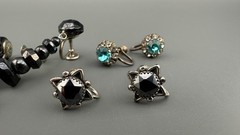 Vintage Earrings Lot Sterling Silver Gemstone Crystal Screw Back Blue Hematite