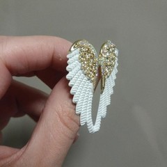 New Collection White Angel Wings Brooch Size 5.1 cm