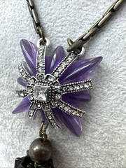 Purple Goth pendant Jellyfish Octopus Mermaid Vintage Jewelry ~necklace UNIQUE