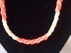 VTG 1980’S RED CORAL-FRESH WATER PEARLS 17″ CHOKER & MATCHING 7″ BRACELET