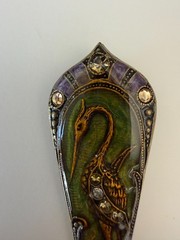 Sweet Romance USA Art Nouveau Enamel Egret Pendant/Brooch Pin