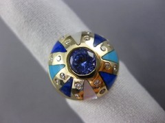 ESTATE 1.03CT DIAMOND & AAA MULTI GEM 14KT YELLOW GOLD 3D ETOILE DOME SHAPE RING