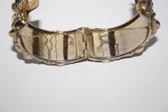 Signed Whiting & Davis Gold Silver Hinged Cuff Bracelet J195
