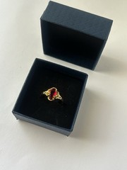 Vintage Red Cubic Zirconia Ring Gold Plated Womens Size 8.5