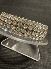 Airflex Silver-tone Expandable White Rhinestone Bracelet, Made In the USA