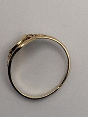 Antique 10K Yellow Gold Signet Ring With Diamond In Sun, Size 5.5 PSCO Filigree