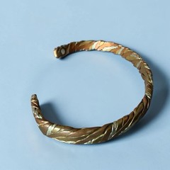 Vtg Sergio Lub Copper/brass/silvertone Braided Cuff Magnetic Tri-metal Bracelet