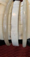 Vintage Boho Bangle Bracelets In White, Cream Colors Bovine Bone Set Of 3