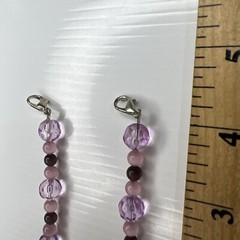 H7 Lot Pink Purple Cats Eye CG Glass Crystals Beaded Boho Hippie Retro Pendants