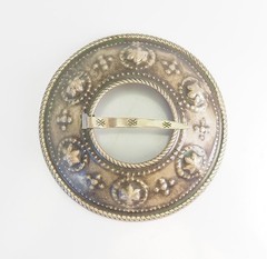 Huge round antique 1930s melchior shawl ethnic pin brooch Latvia