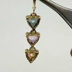 14K Yellow Gold Mystic Pink Topaz Leverback Earrings Stamped VA