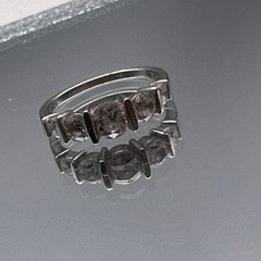 Vintage Sterling CZ Ring Size 9 Channel Set Estate 925 Anniversary Wedding Clear