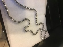 Vintage RMN silver And Gun Metal grey  faux pearl 40” necklace bright beads 