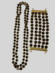 Signed Lee Wolfe Black Glass Brushed Gold Tone Set 80’s Modernist New York