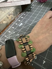 Vintage Matisse Copper Green Painted Enamel Bracelet 7″ Read