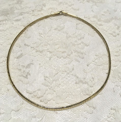 Vintage Omega Chain Necklace Gold Tone Collar Fold over Clasp Minimalist Elegant