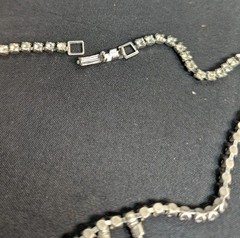 Women’s Vintage Silver Tone Rhinestone Mid Century 14″ Choker Swag Necklace