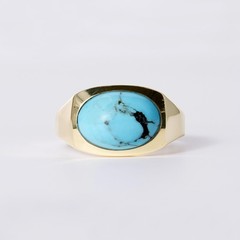 Vintage 1970s Men’s Turquoise & 14k Gold Ring