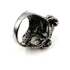 Vintage G&S WILD & FREE Eagle Biker Ring Size 13.5 Silver Tone a282