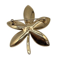 Vintage Crown Trifari Leaf Flower Brooch Pin Gold Trifarium Textured Petals B7