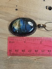 Vintage 925 Large Unk Stone Pendant On 20in Chain V323