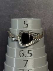 Vintage 950 Sterling Silver Black Onyx Wire Bracelet Handmade Modernist 5.5″