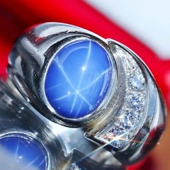 14k white gold sz7.5 ring 3.50ct Lindy star lab-created sapphire diamond 9.7g