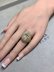Vintage 1960’s 18K 2.25ct Marquise Diamond Large Cocktail Ring 4.75ctw GIA