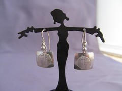 VINTAGE OLD PAWN STERLING HOPI HOWARD SICE ETCHED SQUARE DANGLE PIERCED EARRINGS
