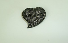 Vintage Brooch Pin FAS 925 Sterling Silver Marcasite Heart