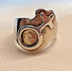 Venus Symbol Lesbian Isis Goddess Magic Ring 925 Sz 11 LGBT Original by JKL 836
