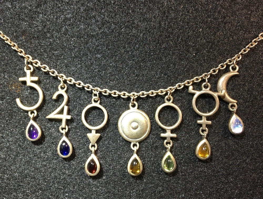 Peter Stone 925-7 Classical Planets Necklace Moons Necklace Retired Vintage Gems