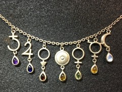 Peter Stone 925-7 Classical Planets Necklace Moons Necklace Retired Vintage Gems