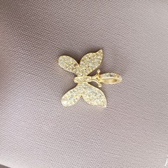 1 Pc Pave Diamond Butterfly Charm Pendant 925 sterling vermeil 21mmx11mm 145