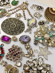 Lot Vintage & Modern Jewelry Parts Broken Repurpose Craft Rhinestones Harvest 3