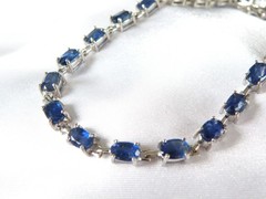 D’Joy Sterling Silver 925 Natural Blue Kyanite Tennis Line Bracelet Fits 8″