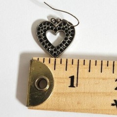 Vintage Silver Cubic Zirconia and Onyx Heart Drop