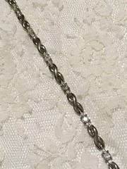 Vintage Anne Kein Chain Bracelet Silver Tone Rhinestone Accents Fold over