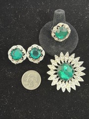Vintage 3 Piece Sarah Coventry “Kathleen” Set – Earrings,Pin & Ring