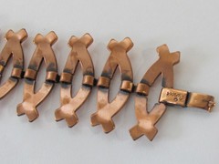 C6 Vtg Renoir Modernist Copper Link Bracelet & Clip Earrings Set Geometric MCM