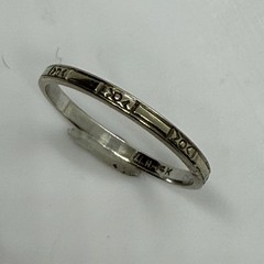 Art Deco 1930s 14K White Gold Wedding Band Blossom Design 2mm Size 7.75 Hallmark