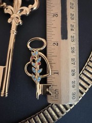 VTG NWT CORO BOOKCHAIN LOCK & KEY BELT + 2 KEY BROOCHES, 1 STERLING BOOK PIECE!