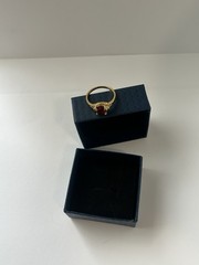Vintage Red Cubic Zirconia Ring Gold Plated Womens Size 9