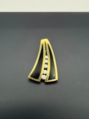 VINTAGE Bernard K. Passman 18K Black Coral & Natural Diamonds Pendant 6 Grams