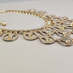 Vintage Waterfall Necklace Gold Tone Book Chain 15.5″