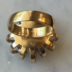 1969 Signed SARAH COVENTRY Pastel Mystic Blue Rivoli Flower Ring Adjustable Size