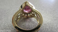 Beautiful Estate 18k Gold Pink Tourmaline & Diamond Ring size 4.5 Make offer