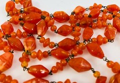 Vintage Art Deco Flapper Czechoslovakia Art Glass Burnt Orange Beaded Necklace